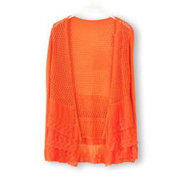 馨慧依2012秋冬新品热卖:后背层层蕾丝无扣针织开衫