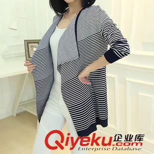 2015秋季韩版宽松条纹中长款针织开衫 时尚与舒适的完美结合